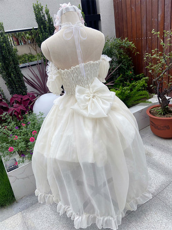 ロリータドレス ティーパーティースタイル ロリータスカート レース半袖 ポリエステル スイートドレス