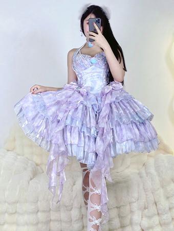 スイートロリータ JSK ドレス フリル リボン ラベンダー
