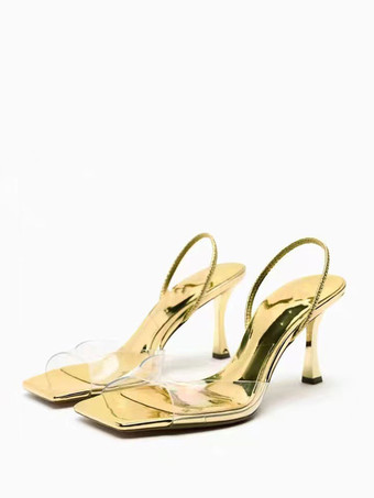 GoldWomen's Heel Sandals Open Toe Stiletto Heel Sandals PU Leather