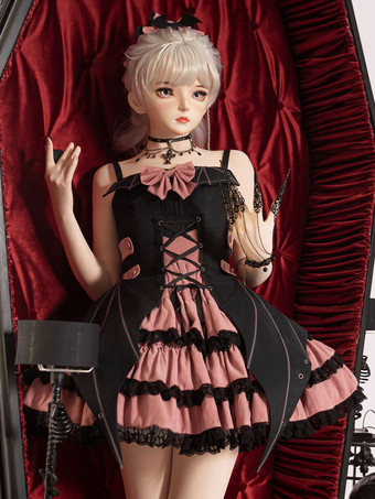 ゴスロリ ドレス リボン レース ピンク ピンク