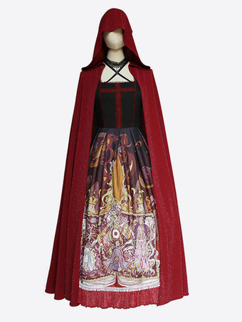 ゴスロリ ケープ レッド ポリエステル 春ロリータ アウター