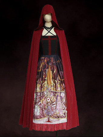 ゴスロリ ケープ レッド ポリエステル 春ロリータ アウター