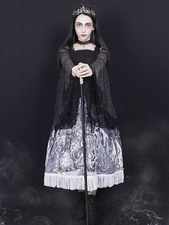 スチームパンク ロリータ ブラウス ロリータ トップ ブラック 長袖 レース ロリータ シャツ