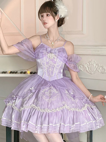 スイートロリータ JSK ドレス 刺繍 フューシャ ピンク ロリータ ジャンパー スカート