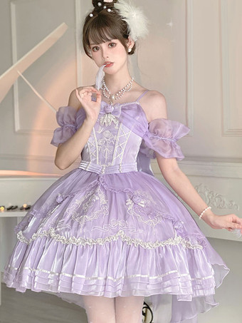 スイートロリータ JSK ドレス 刺繍 フューシャ ピンク ロリータ ジャンパー スカート