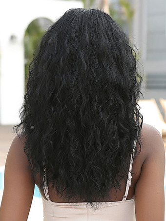 ミディアムウィッグ 合成ウィッグ 女性用ウィッグ ブラック カーリー レーヨン ミディアム 女性用ミディアムウィッグ