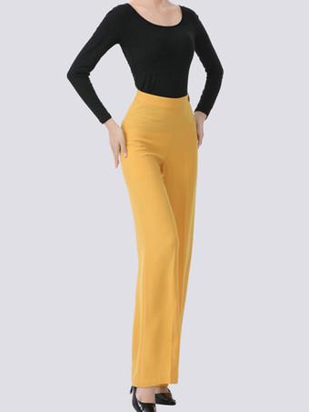 イエロー社交ダンス衣装 イエロー レディース ポリエステル パンツ ダンスウェア