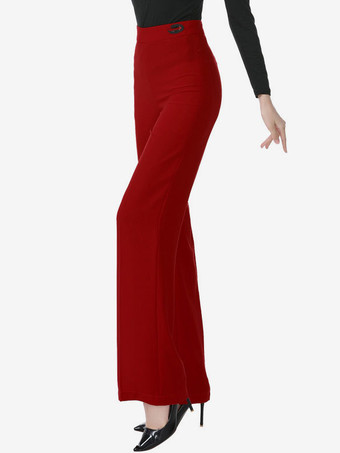 ワインレッド 社交ダンス衣装 イエロー レディース ポリエステル パンツ ダンスウェア