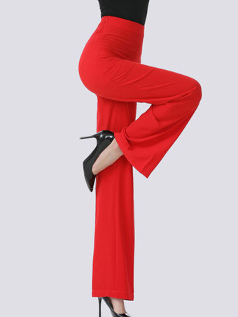 レッド社交ダンス衣装 イエロー レディース ポリエステル パンツ ダンスウェア