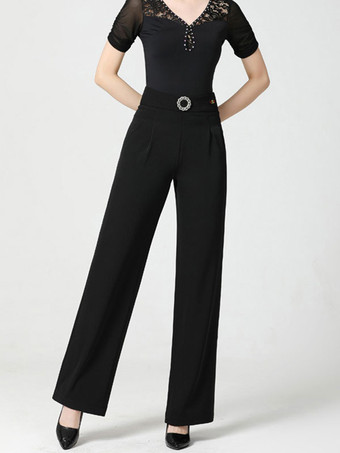 ブラック 社交ダンス衣装 ダークグリーン 女性用 ポリエステル パンツ ダンスドレス