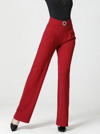 ワインレッド 社交ダンス衣装 ダークグリーン 女性用 ポリエステル パンツ ダンスドレス