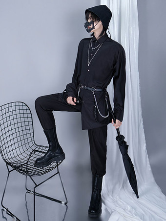 スチームパンク ロリータ ブラウス ロリータ トップ ブラック長袖ロリータ シャツ