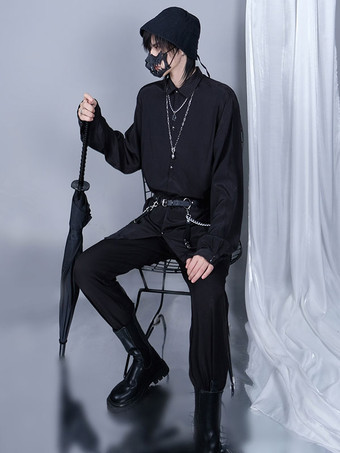 スチームパンク ロリータ ブラウス ロリータ トップ ブラック長袖ロリータ シャツ