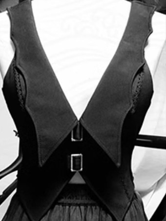 ロリータ スペシャル ロリータ トップ ベスト コスチューム スチームパンク ブラック ノースリーブ レースアップ メタル ディテール