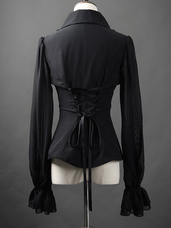 ゴスロリ ブラウス ホワイト 長袖 ロリータ トップ フリル ロリータ シャツ