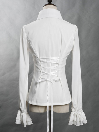 ゴスロリ ブラウス ホワイト 長袖 ロリータ トップ フリル ロリータ シャツ