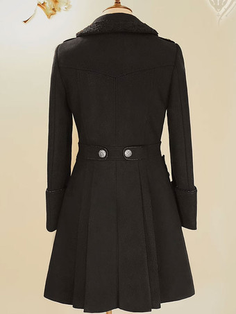 スチームパンク ロリータ コート ブラック コート メタルディテール オーバーコート ポリエステル 秋 ロリータ アウター