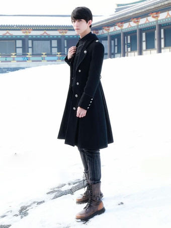 スチームパンク ロリータ コート ブラック コート メタルディテール オーバーコート ポリエステル 秋 ロリータ アウター