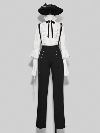 ホワイト ゴスロリ ブラウス フリル リボン 長袖 ロリータ トップ ブラウス ホワイト ロリータ シャツ