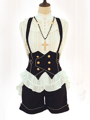 Nero Speciali Lolita Costumi Lolita Top Vest Gotico nero senza maniche con lacci