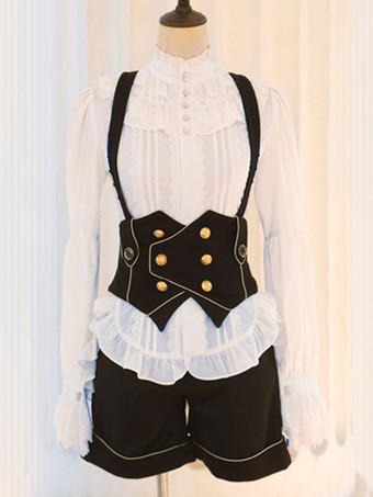Speciali Lolita Costumi Lolita Top Vest Gotico nero senza maniche con lacci