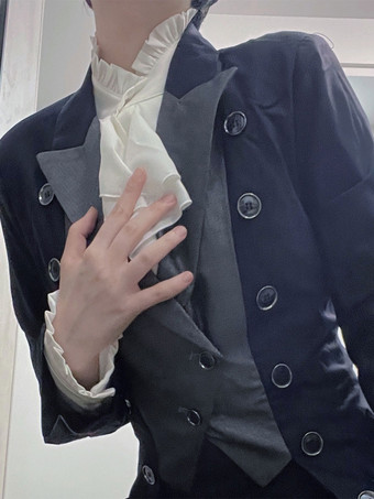 スチームパンクロリータコートグレーコートオーバーコートポリエステル冬ロリータ生き抜く