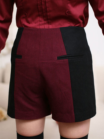 ゴスロリ衣装黒のレースアップカラーブロックノースリーブパンツオーバーコート