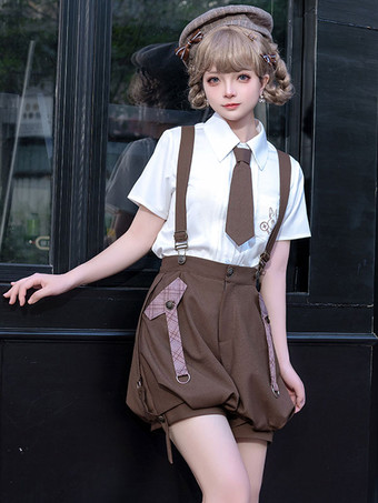 ゴスロリ衣装コーヒーブラウンノースリーブパンツオーバーコート