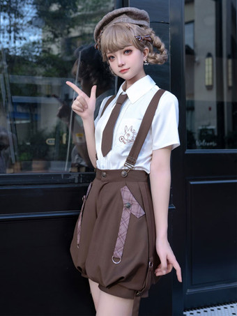 ゴスロリ衣装コーヒーブラウンノースリーブパンツオーバーコート