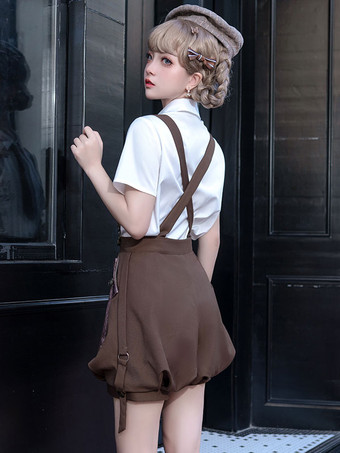 ゴスロリ衣装コーヒーブラウンノースリーブパンツオーバーコート