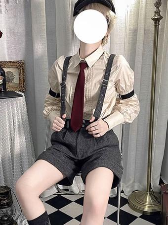 Steampunk Lolita Outfits Gray Sleeveless Pants College Uniform