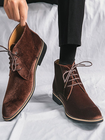 メンズブーツ ワークブーツ PUレザー ラウンドトゥ コンバットブーツ