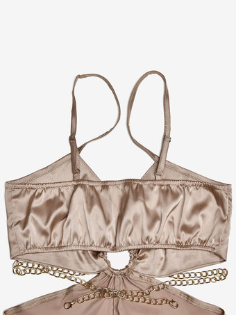 Tute color champagne con spalline in raso e ampio abito estivo