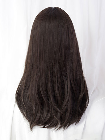スイートロリータウィッグ 茶黒ロング耐熱ファイバー 乱れロリータアクセサリー