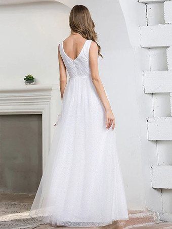 イブニングドレス Aライン Vネック マキシレングス ノースリーブ ジッパー マットサテン ソーシャルページェントドレス