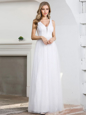 イブニングドレス Aライン Vネック マキシレングス ノースリーブ ジッパー マットサテン ソーシャルページェントドレス