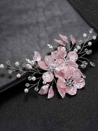 ソフトピンク花嫁のためのかぶとウェディングメタルヘアアクセサリー