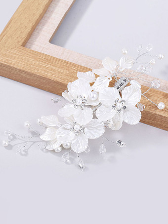 ホワイト 花嫁のためのかぶとウェディングメタルヘアアクセサリー