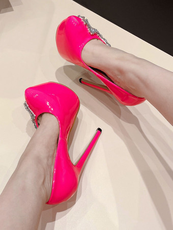 De mujer Sexy Tacones altos Diamantes de imitación Tacón de aguja Charol Bombas en