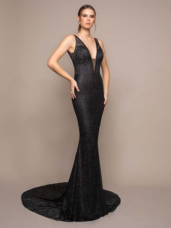 黒のウェディングドレス スパンコール マーメイド ノースリーブ スイープ ブライダル ドレス無料カスタマイズ