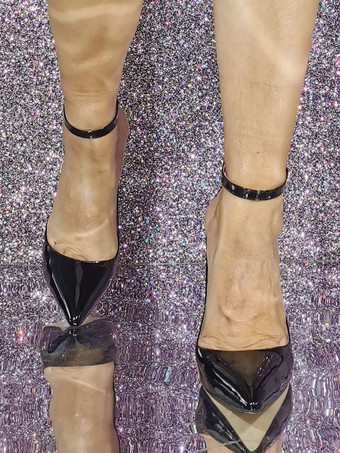 レディース ハイヒール プラス サイズ ブラック スティレット ヒール パンプス