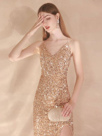 イブニングドレス マーメイド Vネック スパンコール付き スイープ スパンコール フォーマルディナードレス