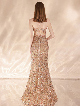 イブニングドレス マーメイド Vネック スパンコール付き スイープ スパンコール フォーマルディナードレス