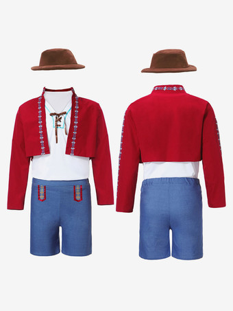 ハロウィン ハロウィンコスチューム レッド メンズ ユーロスタイル シルクハット ポリエステルセット ホリデーコスチューム