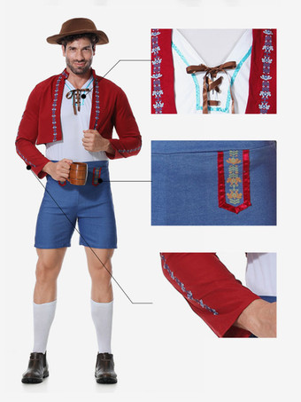 ハロウィン ハロウィンコスチューム レッド メンズ ユーロスタイル シルクハット ポリエステルセット ホリデーコスチューム