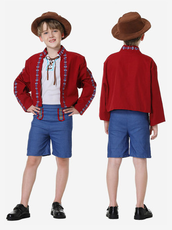 ハロウィン ハロウィンコスチューム レッド メンズ ユーロスタイル シルクハット ポリエステルセット ホリデーコスチューム