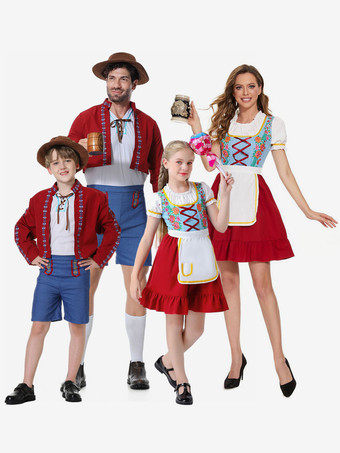 ハロウィン ハロウィンコスチューム レッド レディース エプロンドレス ポリエステル 花柄セット ホリデーコスチューム