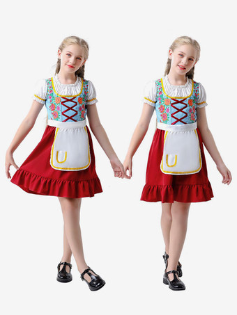 ハロウィン ハロウィンコスチューム レッド レディース エプロンドレス ポリエステル 花柄セット ホリデーコスチューム