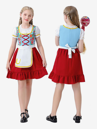 ハロウィン ハロウィンコスチューム レッド レディース エプロンドレス ポリエステル 花柄セット ホリデーコスチューム