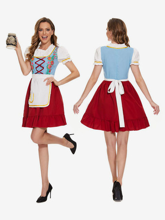 レッド ハロウィン ハロウィンコスチューム レッド レディース エプロンドレス ポリエステル 花柄セット ホリデーコスチューム